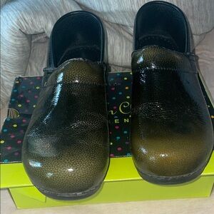 Sanita Green Ombre Patent Leather Clogs